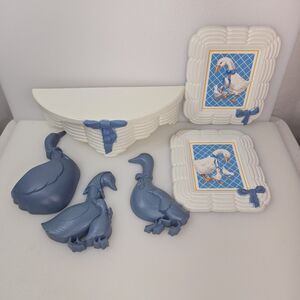 Vintage Burwood Goose Wall Decor Set Shelf Frames Wall Pockets 1987 NOS Open Box